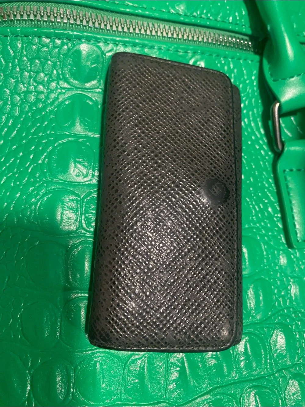Louis Vuitton Black Textured Leather Key Pouch